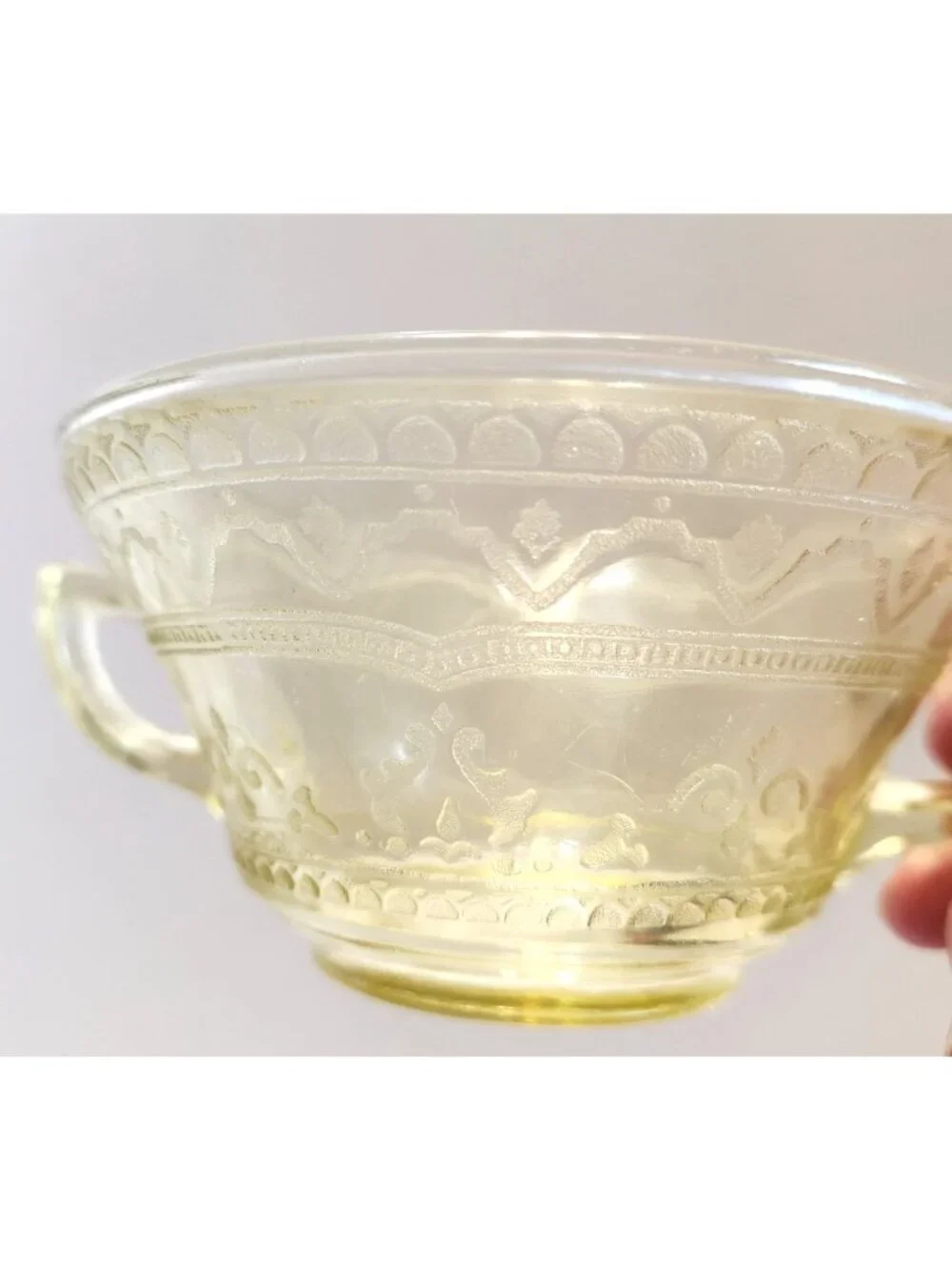 Federal Yellow/Amber Depression Glass Creamer & Open Sugar Set - Patrician  READ